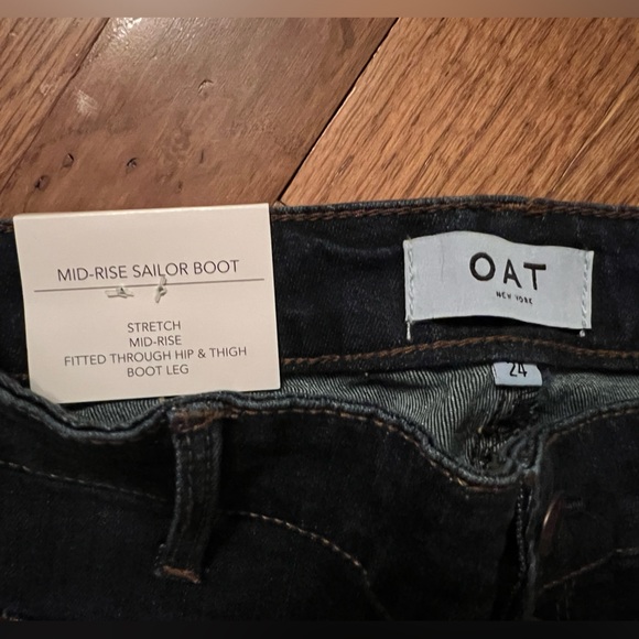 OAT New York Sailor Jeans Mid Rise Wide Leg Boot Cut Denim Pants 24 - Picture 3 of 6